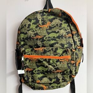 Kid’s Dinosaur-Themed Backpack, NWT, Green/Orange